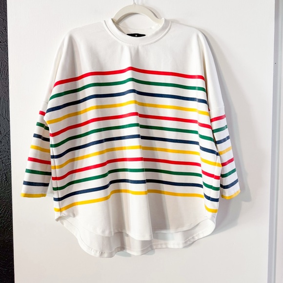 Tuckernuck Pomander Place Evie Rainbow Stripe Swing Top Size OS - Picture 2 of 5